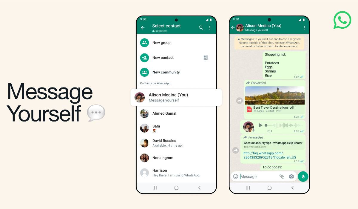 Мессенджер WhatsApp начал внедрять функцию «Сообщение для себя»