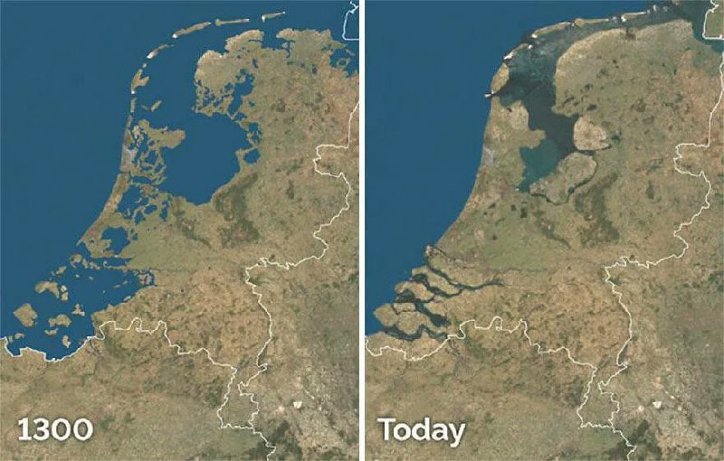 Голландцы умудрились расширить свои земли, отвоевывая у океана огромные площади