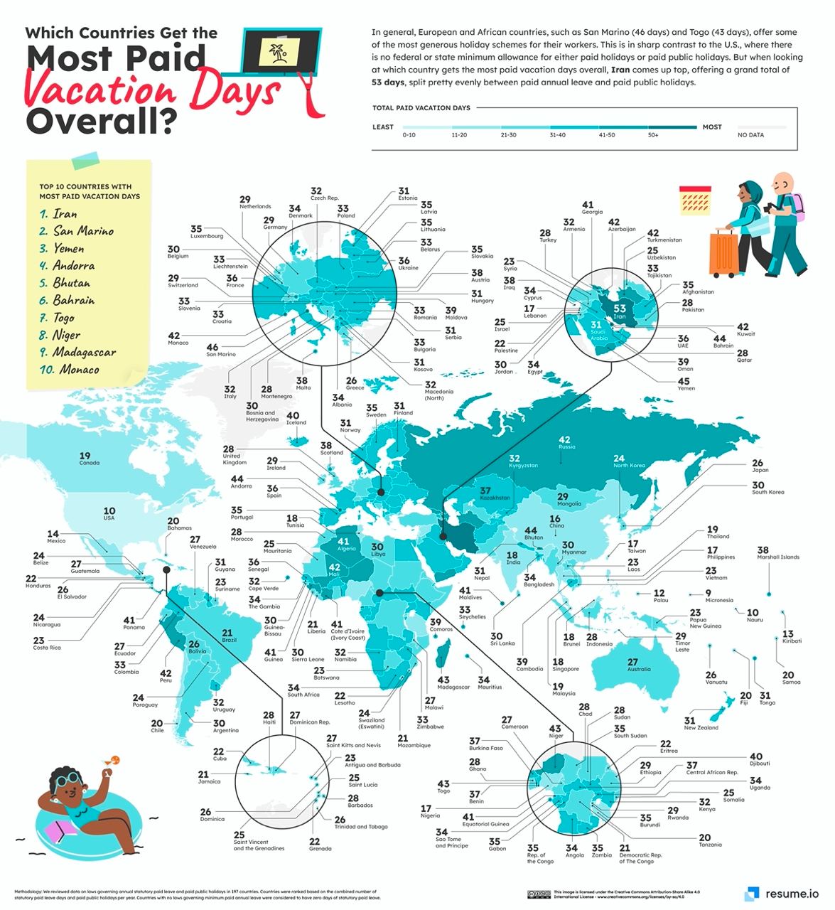 Страны с наибольшим количеством дней оплачиваемого отпуска