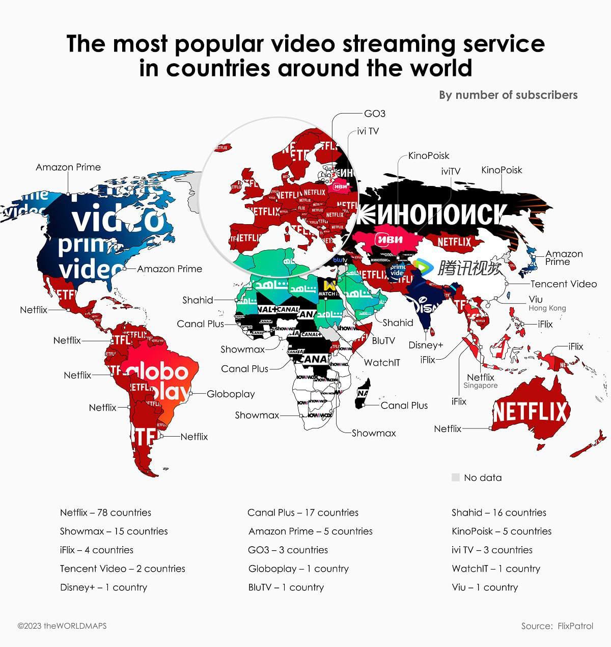 Самые популярные стриминговые сервисы по разным странам мира