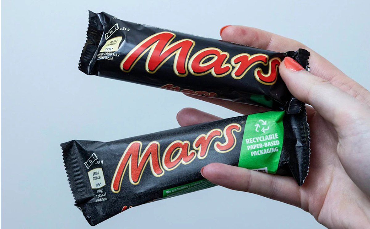 Mars начнёт продавать батончики в бумажной упаковке вместо пластиковой
