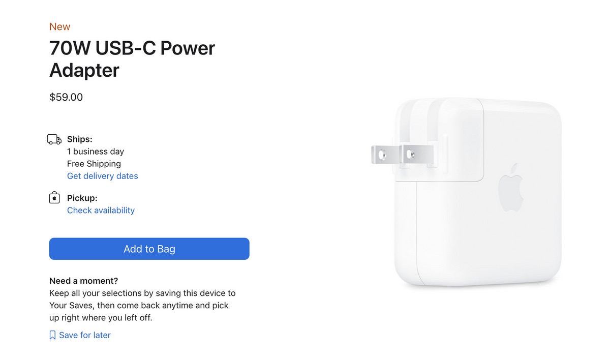 Apple представила новый адаптер питания USB-C